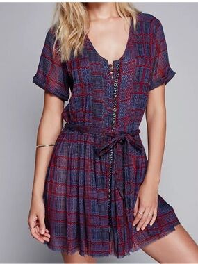 Free People One Sadie Semi Sheer Plaid Dress